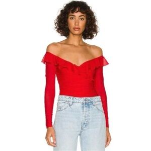 Revolve Majorelle Bandit Bodysuit in Cherry Red